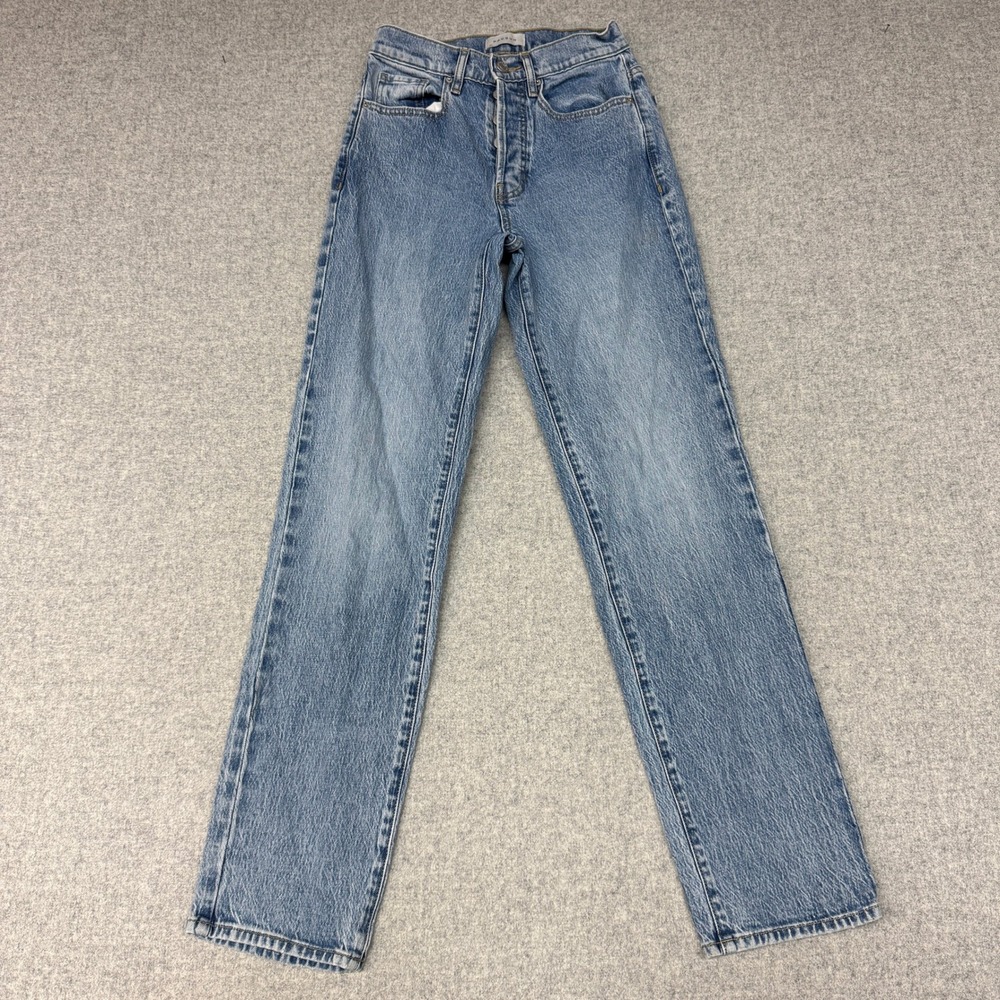 PacSun | Stretch Dad Jean | 23 | Blue | High Rise Straight Leg Button Fly Denim